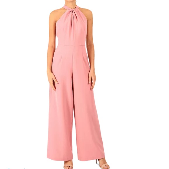Julia Jordan Twist-Front Halter Rose Jumpsuit 6 - Picture 1 of 10